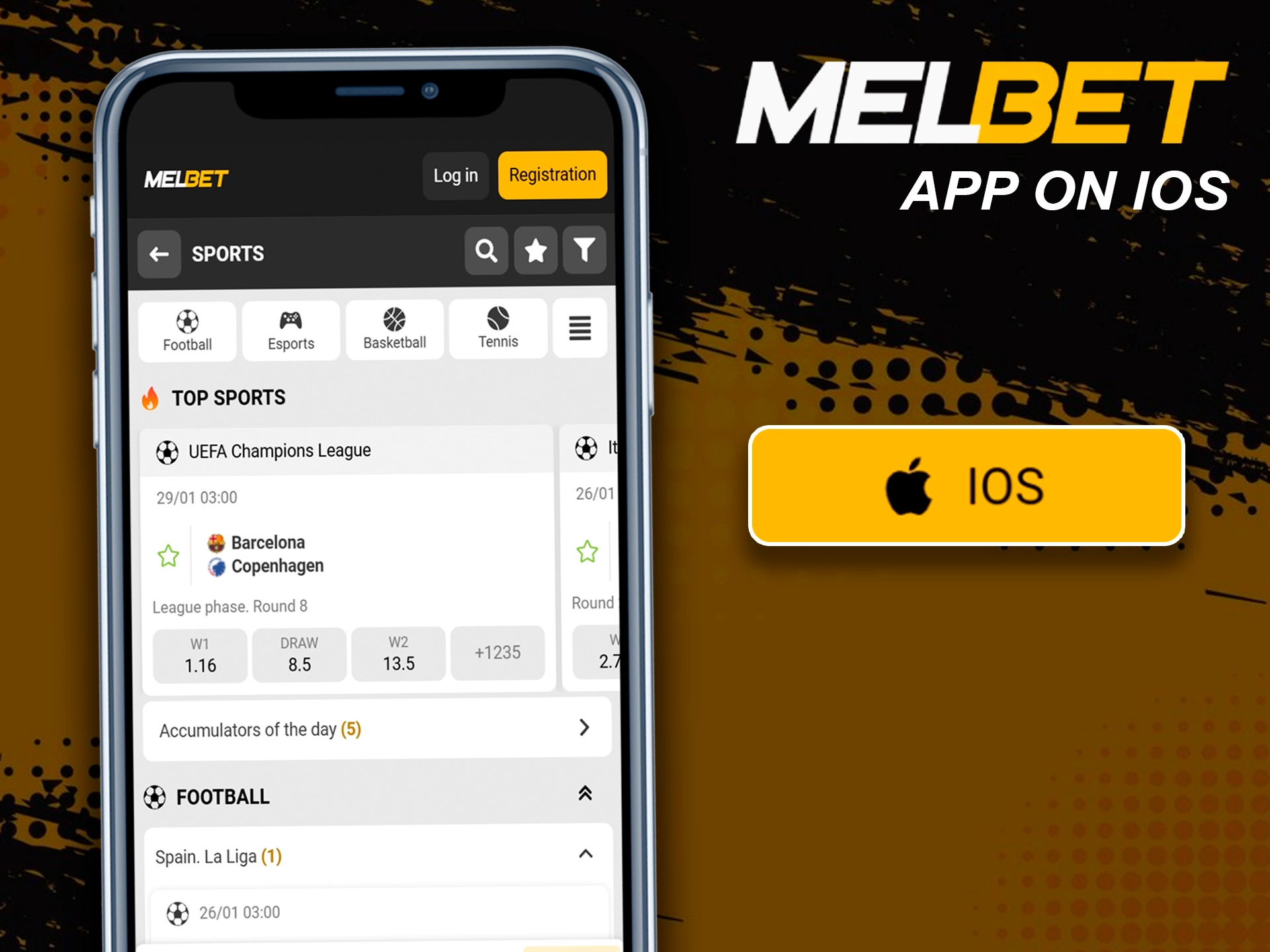 Using the Melbet app on Apple iOS devices.