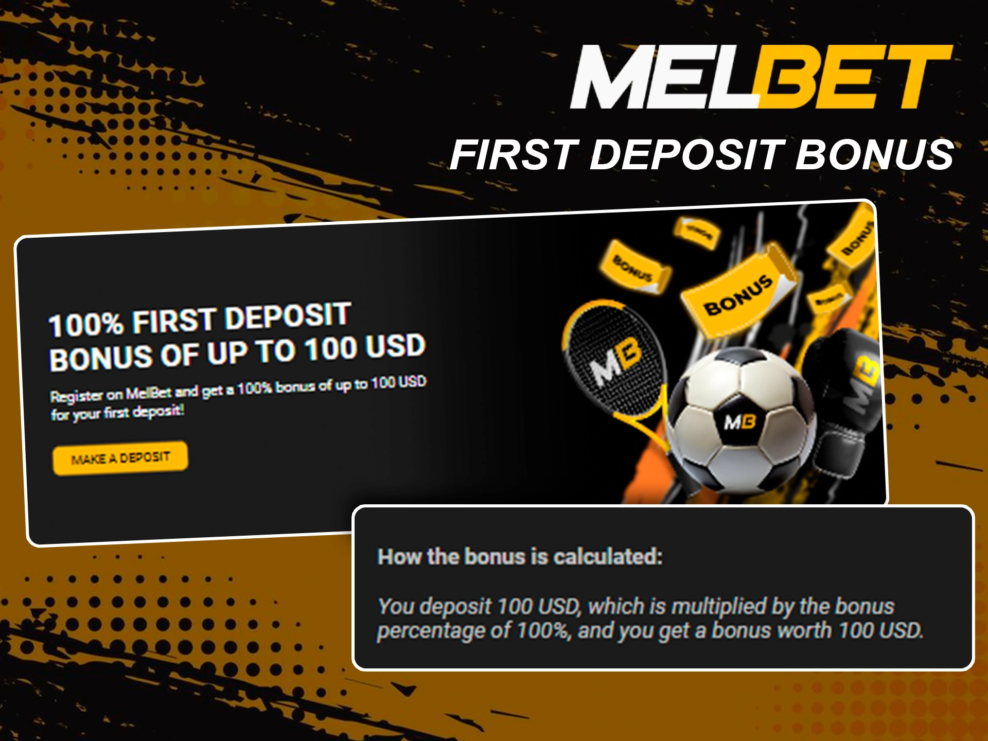 Claim a 100% first deposit bonus on Melbet today.