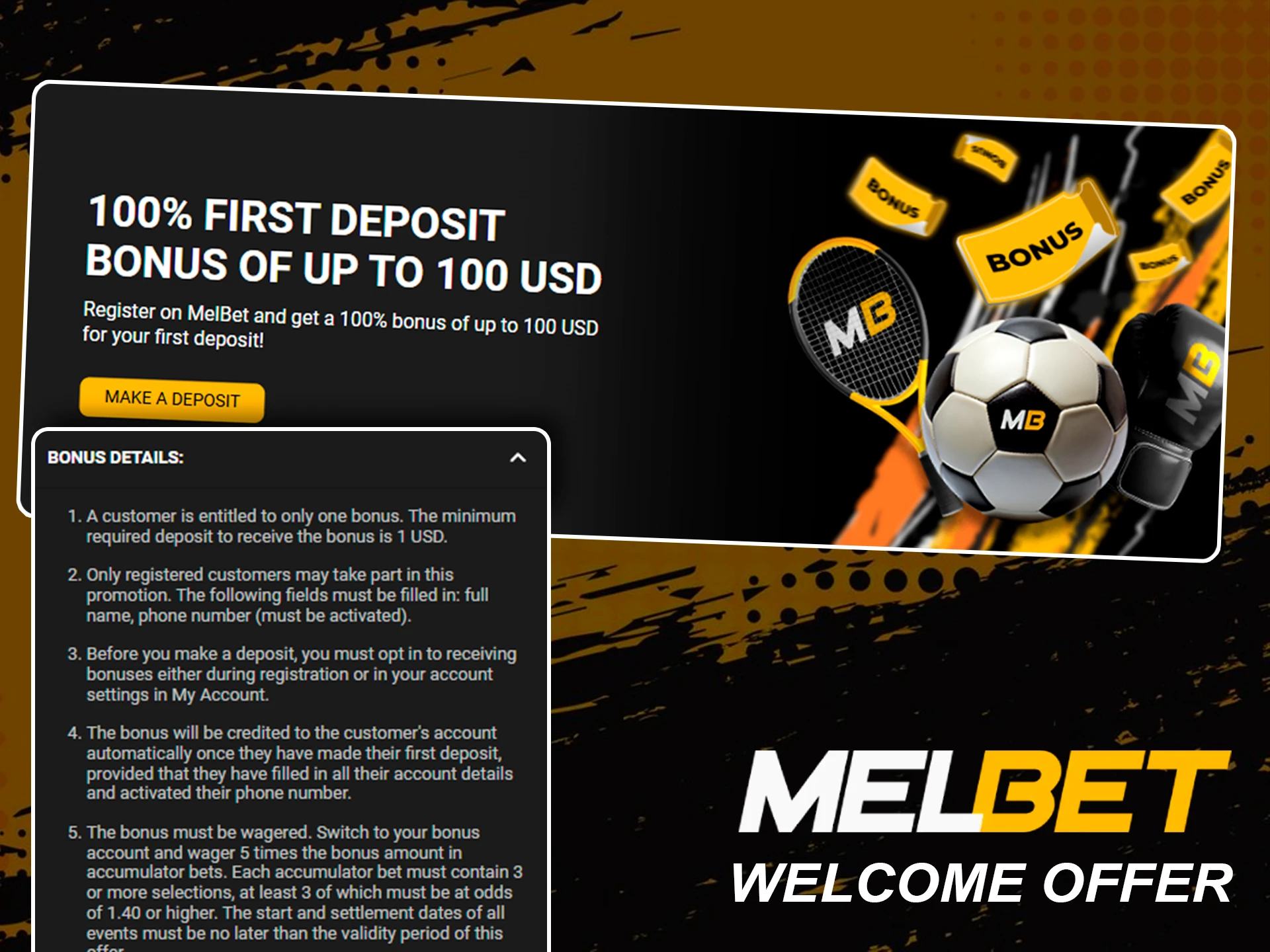 Exclusive welcome gift for players joining the Melbet platform.