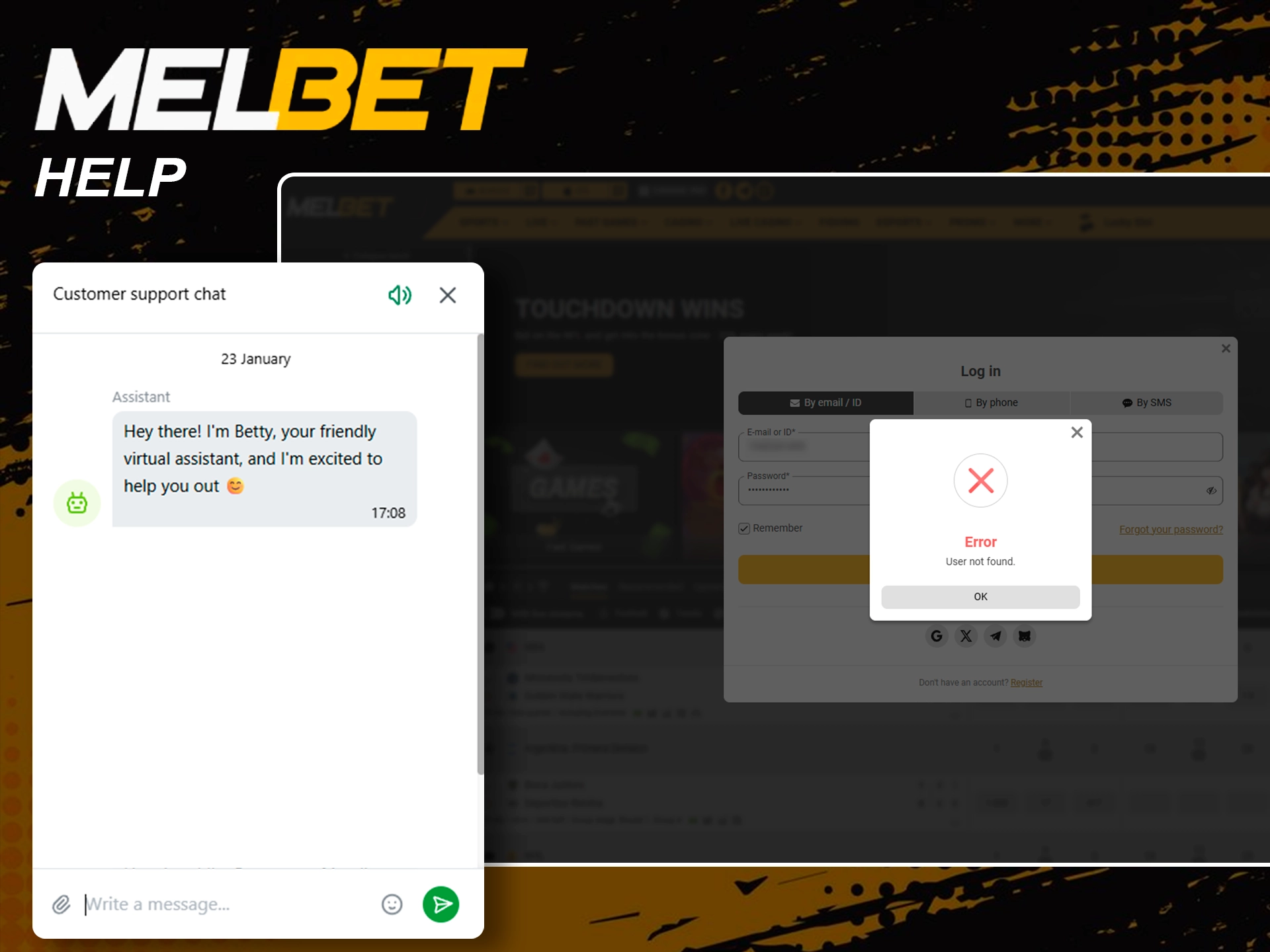 Contact Melbet support for help with login or sign-up issues.